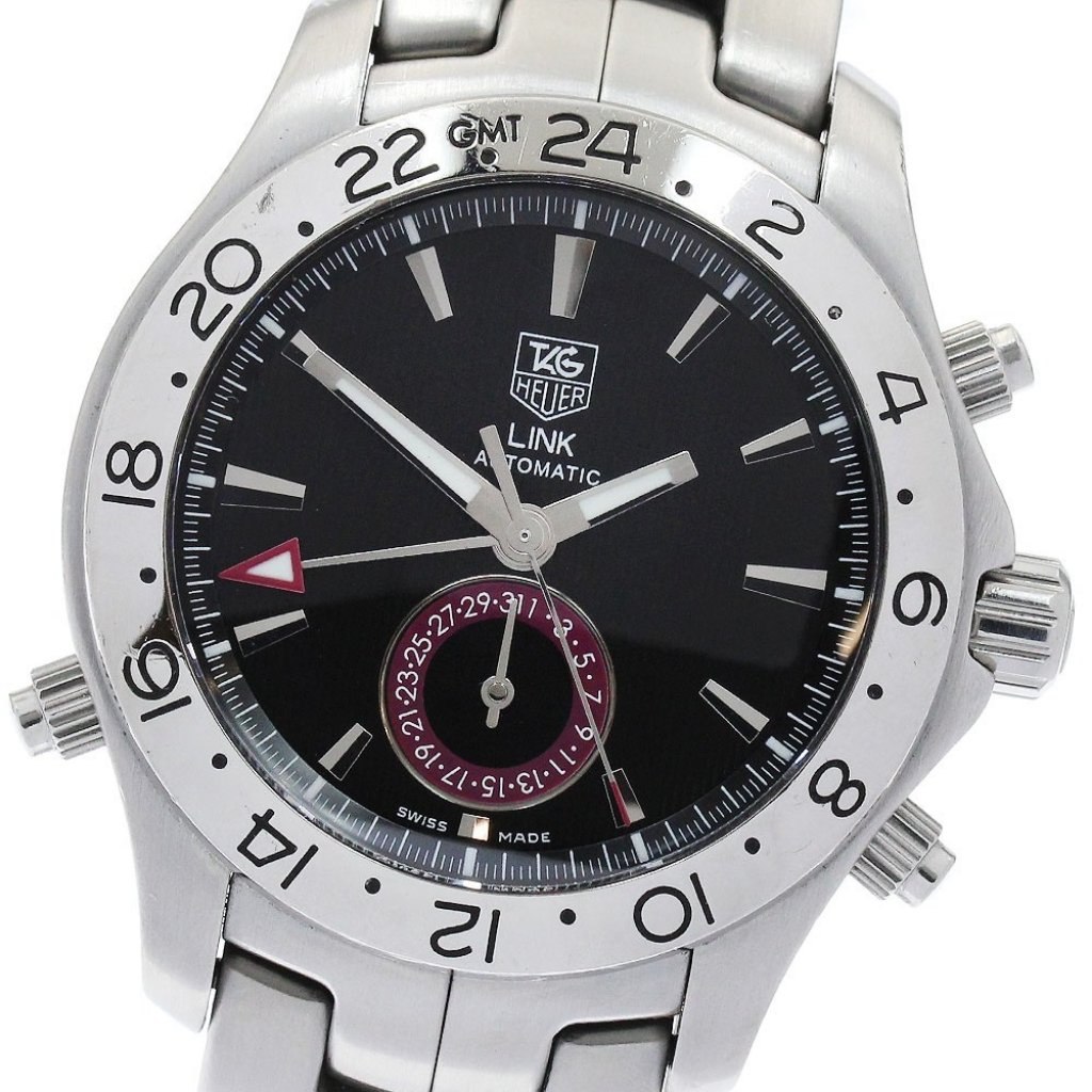 Tag Heuer Link Wjf2115 Gmt Date Black Dial Automatic Mens Watch893584